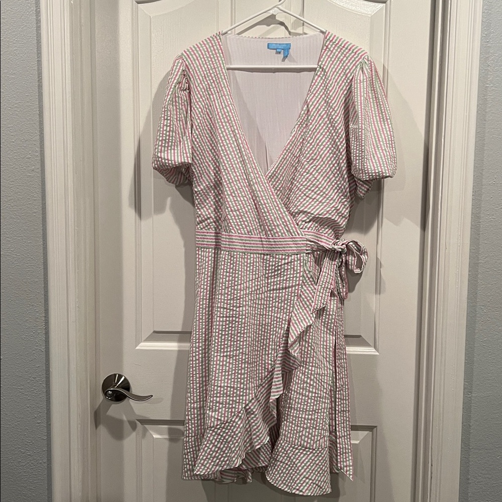Draper James Pink and White Striped Midi Dress
